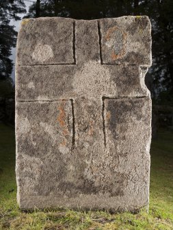 View of slab with incised outline cross (flash)