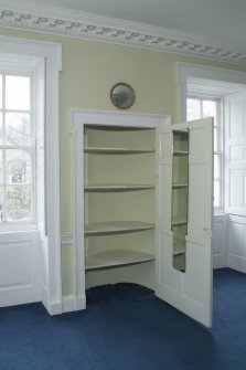 Ground floor. Dining room. Detail of china cabinet in south wall.