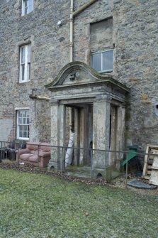 Portico on rear entrance from north west.