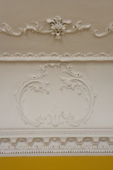 First floor. Drawing room. Detail of ceiling cornice and coving.