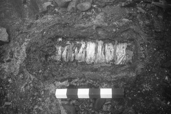 Wrought-iron breech-block exposed in concretion after careful use of explosives. The surface of the metal, though bright and clean, has not been damaged (1977).