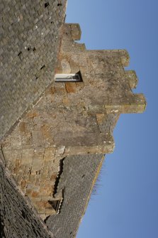 Detail of castellated gable on roofline of South-East elevation.