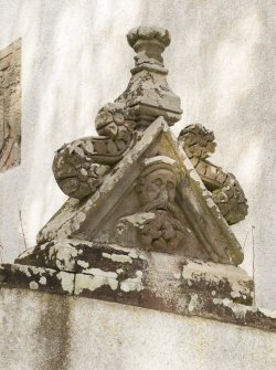 Detail of pediment above south entrance