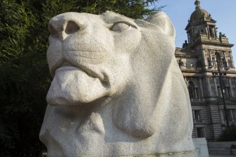 Detail of lion head at north end of the Cenotaph.