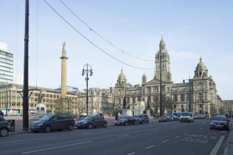 General view of the south side of George Square with the City Chambers in the background taken from the south west.