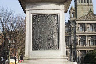 Detail of west facing plaque on the statue of William Gladstone.