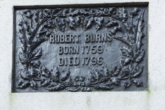 Detail of south facing plaque the statue of Robert Burns.