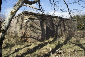 Exterior. View of the south east elevation of the Gun Operations Room, taken from the south.