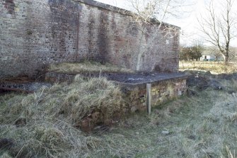 Exterior. View of the boiler room outshot on the north east elevation of the Gun Operations Room, taken from the east.