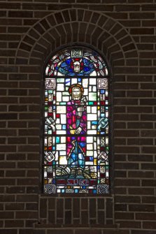 Interior. Detail of stained glass window