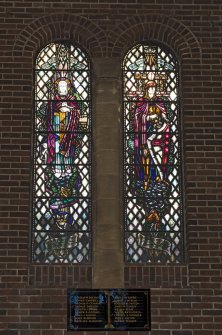 Interior. Detail of stained glass window