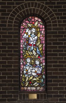 Interior. Detail of stained glass window
