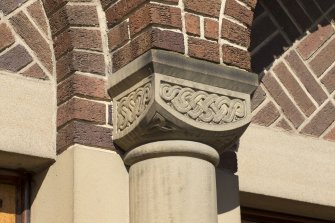 East facade, detail of carved capital