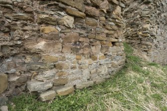 Detail of the Teviotside curtain wall of Roxburgh castle at the S postern from the S
