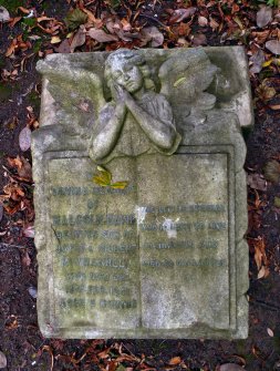 Detail of gravestone for Malcolm David, died 1941, Comely Bank Cemetery, Edinburgh.