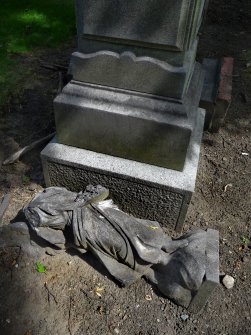 Image showing statue of angel with head missing, fallen. Rosebank Cemetery, Edinburgh
