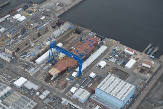 General oblique aerial view of Rosyth Dockyard centred on the Goliath Crane, looking to the SSE.