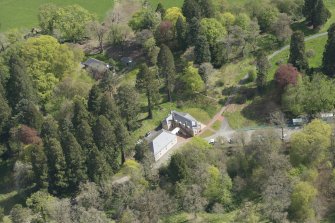 Oblique aerial view of Dumfries House Stables, looking to the E.