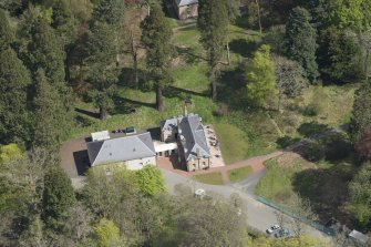 Oblique aerial view of Dumfries House Stables, looking to the NNE.