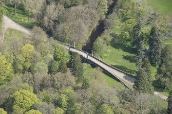 Oblique aerial view of Dumfries House Avenue Bridge, looking to the NNE.