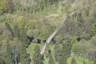 Oblique aerial view of Dumfries House Avenue Bridge, looking to the NW.