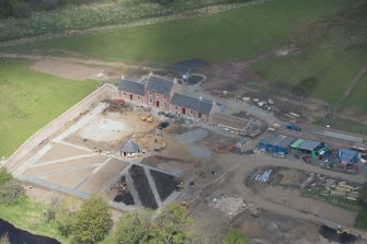 Oblique aerial view of Dumfries House Walled Garden during construction works, looking to the NNE.