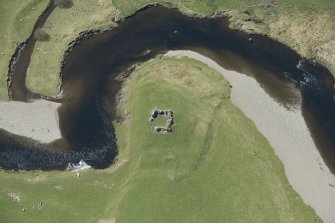 Oblique aerial view of Bower of Wandel Tower House, looking to the WSW.