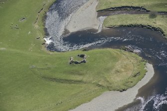 Oblique aerial view of Bower of Wandel Tower House, looking to the SE
