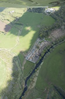 Oblique aerial view of Dumfries House Walled Garden during construction works, looking to the E.
