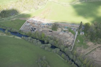 Oblique aerial view of Dumfries House Walled Garden during construction works, looking to the NNW.