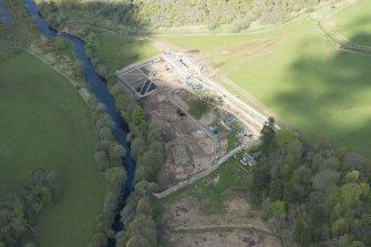 Oblique aerial view of Dumfries House Walled Garden during construction works, looking to the NW.