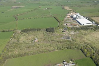 Oblique aerial view of the former Barony Colliery site, looking to the N.