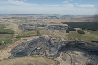 Oblique aerial view of Boghead Open Cast Mine, looking to the NE.