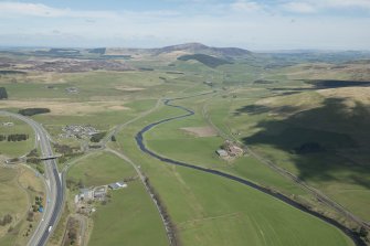 General oblique aerial view of the Upper Clyde Valley centred on Dungavel and Tinto Hill, looking to the NE.