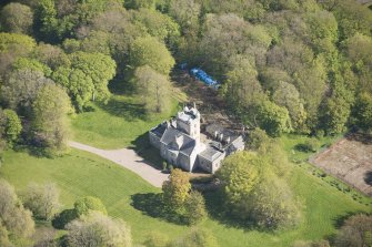 Oblique aerial view of Foveran House, looking to the NNE.