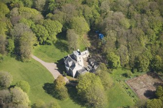Oblique aerial view of Foveran House, looking to the N.