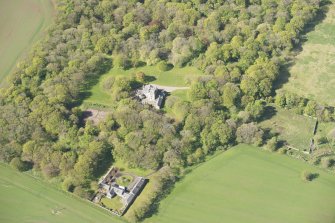 General oblique aerial view of Foveran House and Home Farm, looking to the SW.