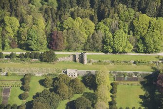 Oblique aerial view of Auchmacoy Walled Garden, looking to the NE.
