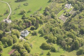 General oblique aerial view of Auchmacoy Country House, looking to the ENE.