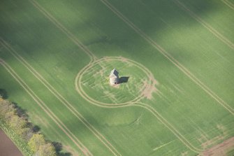 Oblique aerial view of Auchmacoy Dovecot, looking to the SSW.