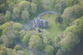 Oblique aerial view of Arnage Castle, looking to the W.