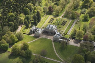 Oblique aerial view of Haddo House, looking to the ESE.