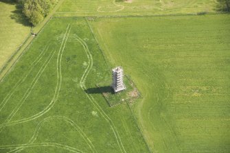 Oblique aerial view of the Gordon Monument, Haddo House, looking to the NE.