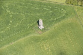 Oblique aerial view of the Gordon Monument, Haddo House, looking to the N.