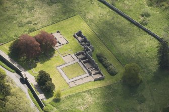 Oblique aerial view of Deer Abbey, looking to the ESE.