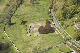 Oblique aerial view of Deer Abbey, looking to the WNW.