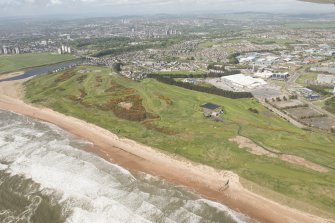 Oblique aerial view of Royal Aberdeen Golf Course, looking to the WSW.