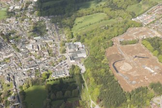Oblique aerial view of Ellon Castle, looking to the WNW.