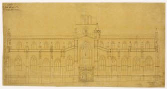 North Elevation with measurements, St Giles Cathedral, Ednburgh.
Signed and Dated '(W Burn) 131 George Street  March 18th 1829'.