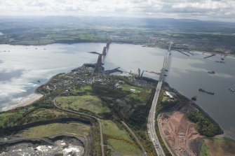 General oblique aerial view of the River Forth centred on the Forth Road Bridge, looking to the S.